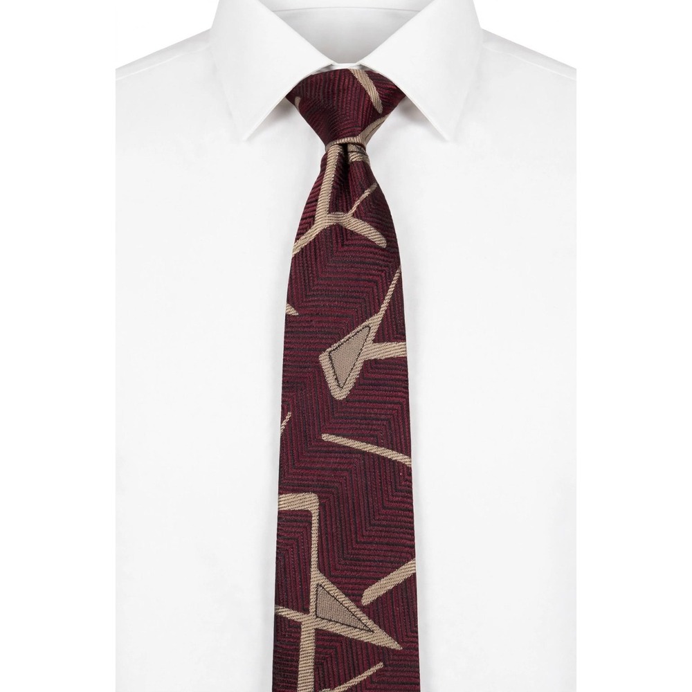 Enrico Coveri Tie Mens One Size Burgundy Good Vintage Silk Geometric Italy